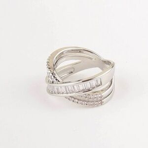 WOMEN'S WHITE GOLD PLATED STONE MULTI RINGS